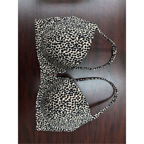 Shade & Shore Leopard Print V-Wire Bikini Top Size 34D - Picture 1 of 6